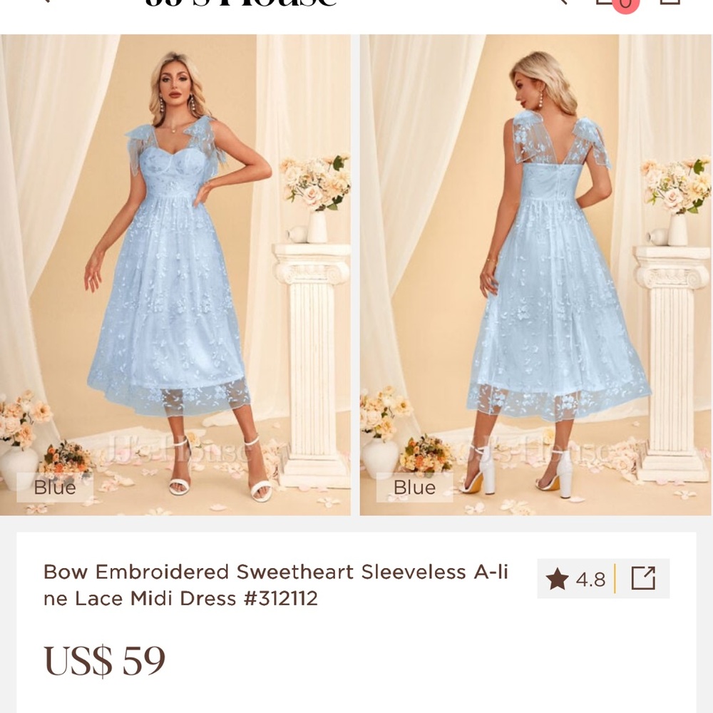 Blue Lace Midi Dress